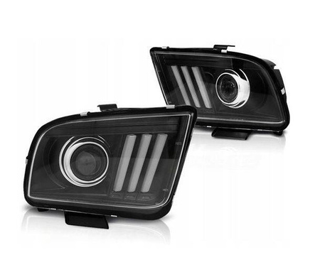 Ford Mustang strålkastare 04-09 rörlampa svart