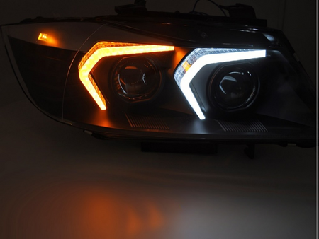 XENON LED-strålkastare svart för BMW E90/E91 LCI