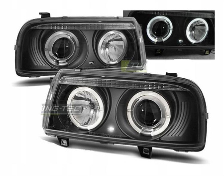 Strålkastare Vw Vento 92-98 ringi svart