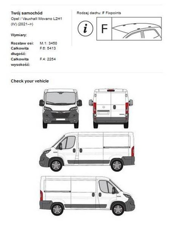 Lastväxlare för tak Opel Movano L2H1 2021->
