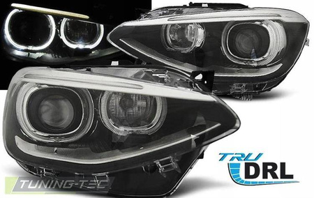 Strålkastare Bmw F20 F21 11-14 led ringlights svart