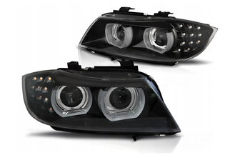 Bmw E90 E91 09-11 Drl Svart Xenon Ringar 3d lampor