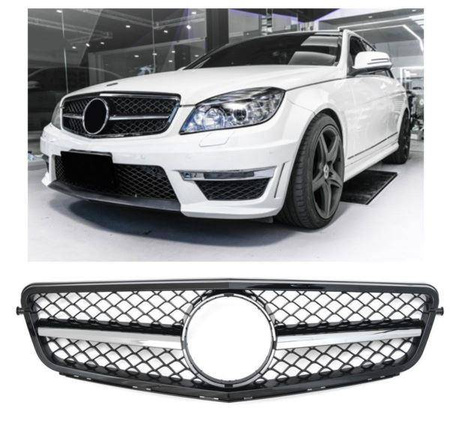 GRILL MERCEDES W204 C SVART KROM C63 LOOK AMG