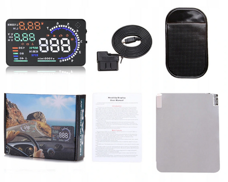 Displayprojektor LED LCD HUD OBD2 5,5 KLOCKS