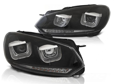 Lampor vw golf 6 vi 08-12 u-typ svart drl dts led