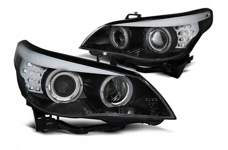 Xenonlampor svarta LED-ringar till BMW E60 e61 05-07