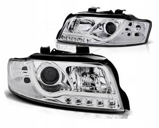Strålkastare Audi A4 B6 00-04 led rör krom